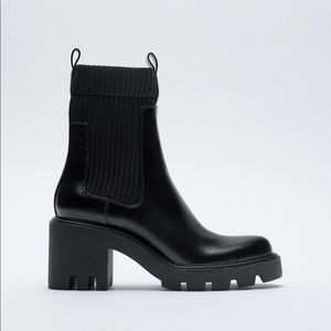 ZARA SOCK STYLE HEELED BOOTS